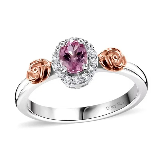 Premium Narsipatnam Pink Spinel, White Zircon Rose Flower Ring in 18K Vermeil RG - Picture 4 of 6